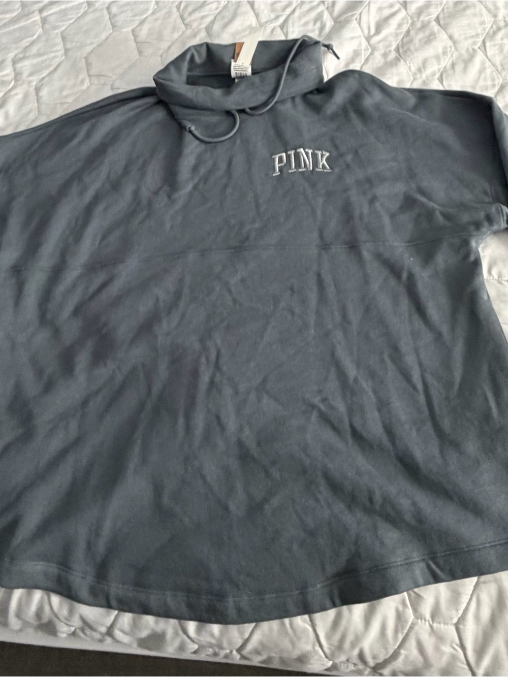 PINK Victoria's Secret Dark Gray Cowl Neck Pullover Hoodie